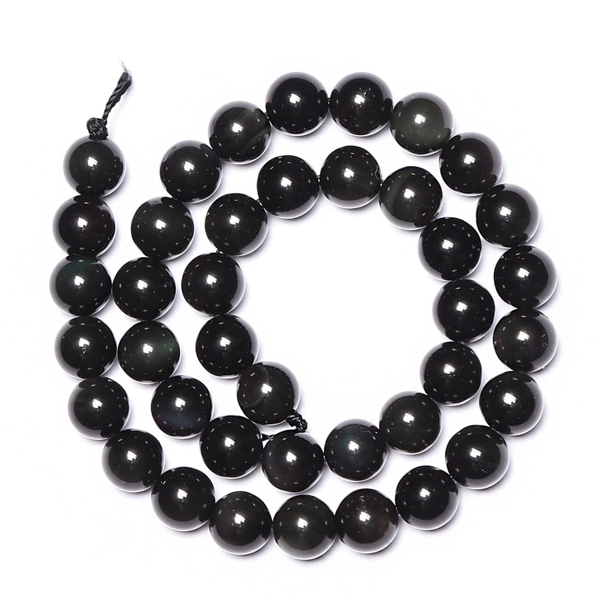 45pcs 8mm Natural Black Obsidian Gemstone Beads Energy Healing Crystal Round Loose Stone Beads for Jewelry Making, DIY Bracelets Necklaces