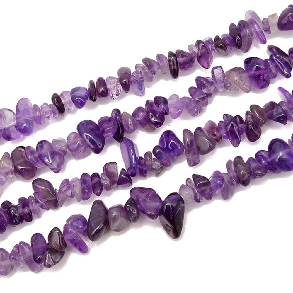 PLTbeads 5-8mm Natral Healing Gemstone Waist Bracelets Necklace Kit Irregular Stone DIY Crafts Design Jewelry Making 1 Strand per Bag Approxi 34 inch (Amethyst Chips)
