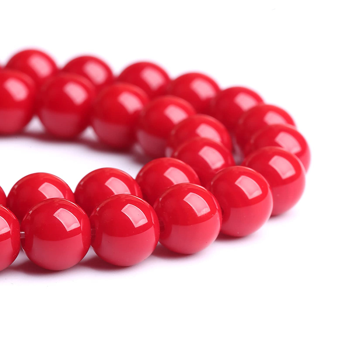90PCS 8MM Red Glass Round Spacer Loose Beads for Jewelry Making DIY Bracelet Necklace