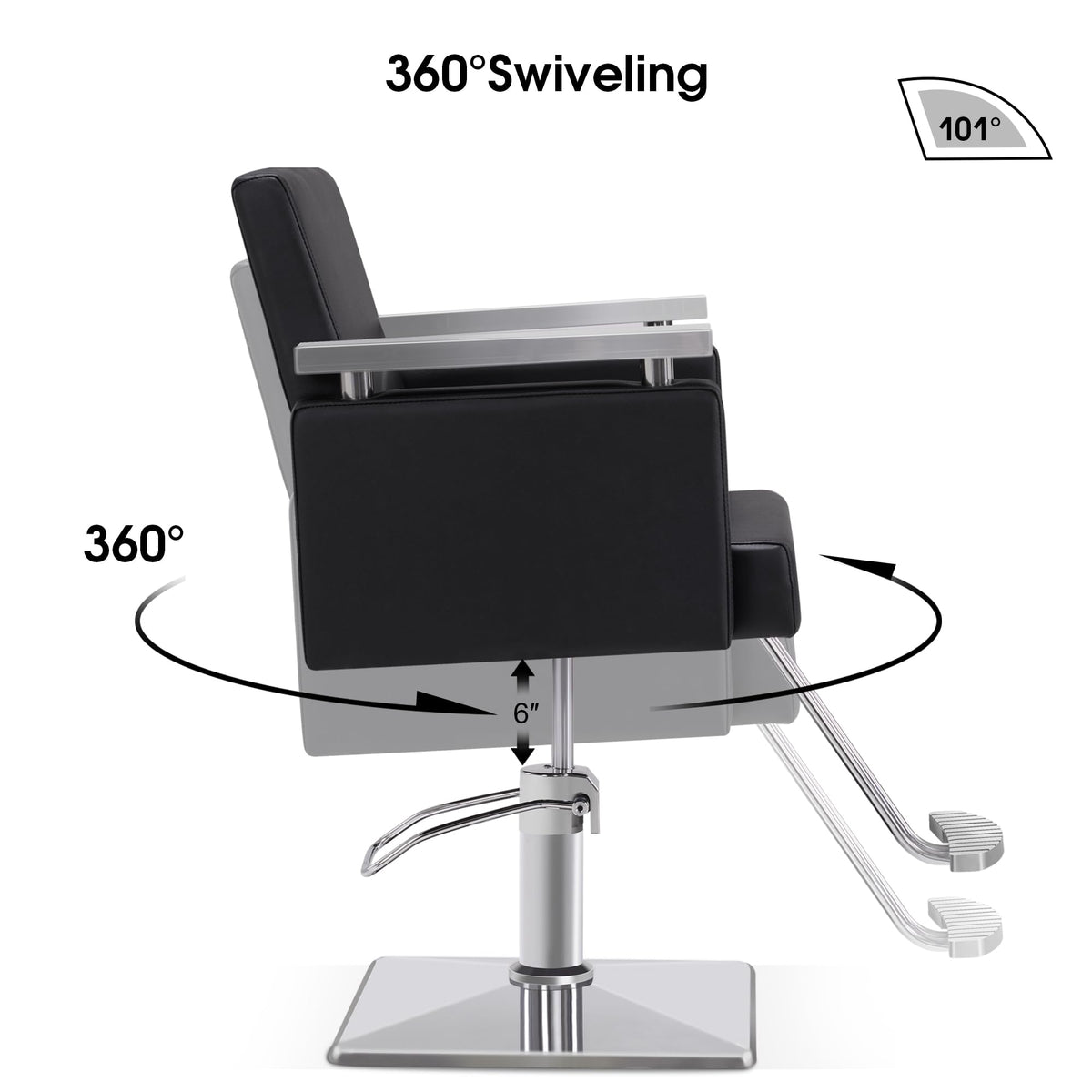 BarberPub Classic Hydraulic Barber Chair Styling Salon Chair for Hair Stylist Beauty Spa Equipment 8808 (Black)