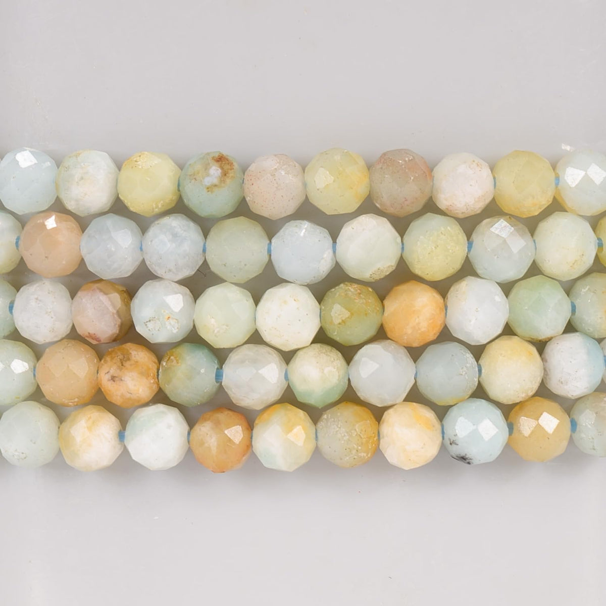 Angelstones Natural Multicolor Amazonite Gemstone Stretch Bracelet, 4mm Faceted Round Beads, Crystal Healing for Women