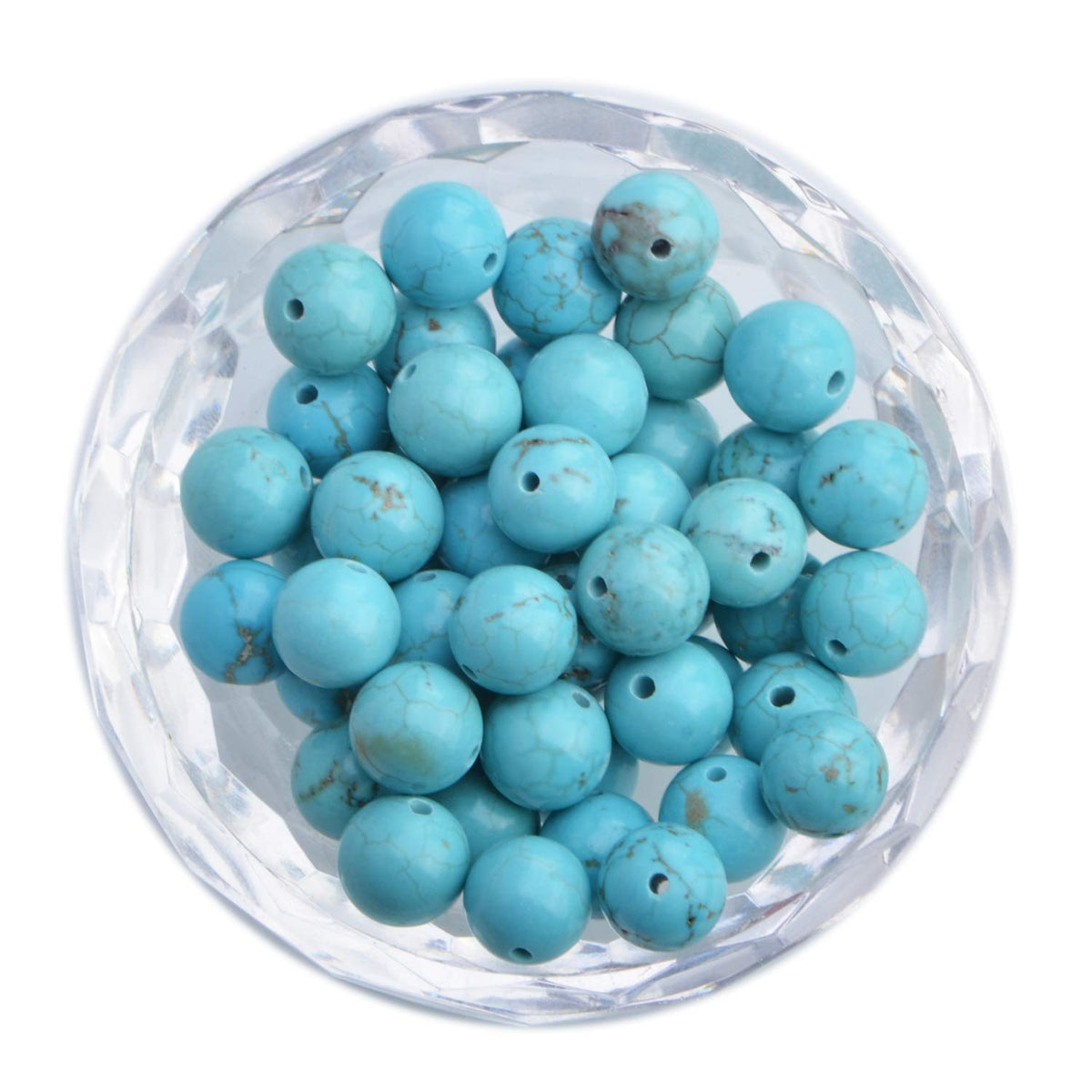 100Pcs Natural Crystal Beads Stone Gemstone Round Loose Energy Healing Beads with Free Crystal Stretch Cord for Jewelry Making (Turquoise, 8MM)