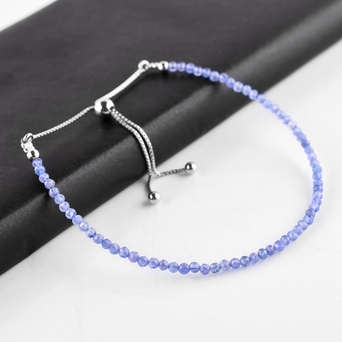 OdrillionGems Genuine Tanzanite Gemstone Beads Bolo Bracelet, 925 Sterling Silver, Handmade, Chakra Healing Crystals, Birthstone, Adjustable Chain, Minimalist, Valentine Gifts, Women Jewelry, 10inch