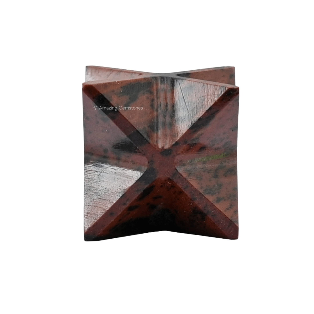 Amazing Gemstone Mahogany Obsidian Merkaba Crystal - 0.75 Inches Metaphysical Merkaba Star for Meditation - Energetic Tetrahedron Crystal and Healing Stones for Spiritual Growth and Healing (15-20mm)