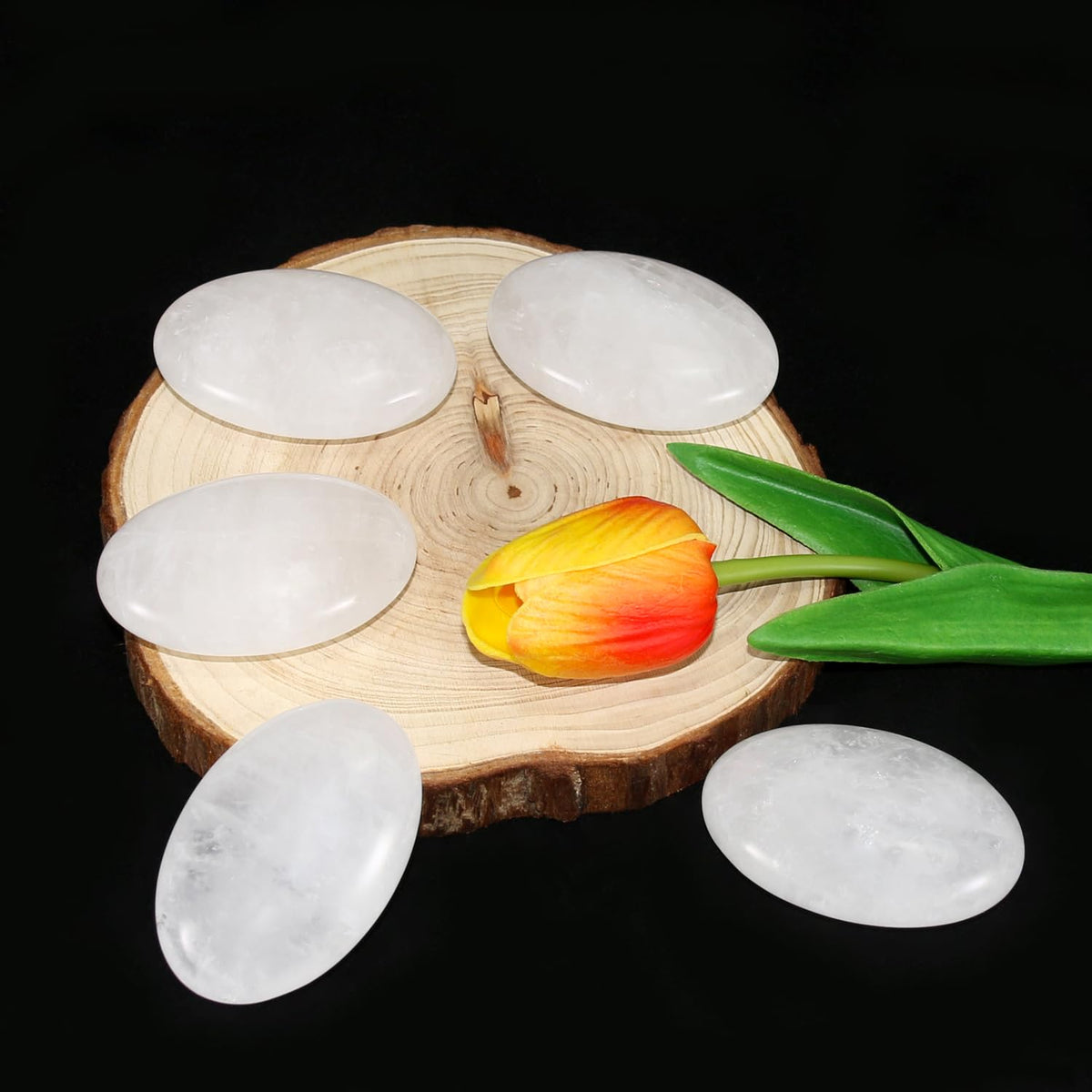 Nvzi Clear Quartz Crystal Palm Stone, Worry Stones, Crystals and Healing Stones, Polished Rocks, Natural Gemstones, Chakra Stones for Healing Crystals Daily Use