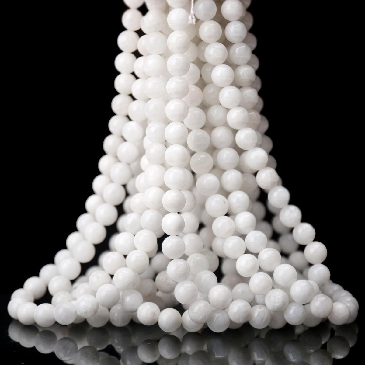 70PCS Natural 8MM Healing Gemstone, Moonstone Energy Stone Round Loose Beads, Semi-Precious Crystal Beads with Free Elastic String for Jewelry Making DIY