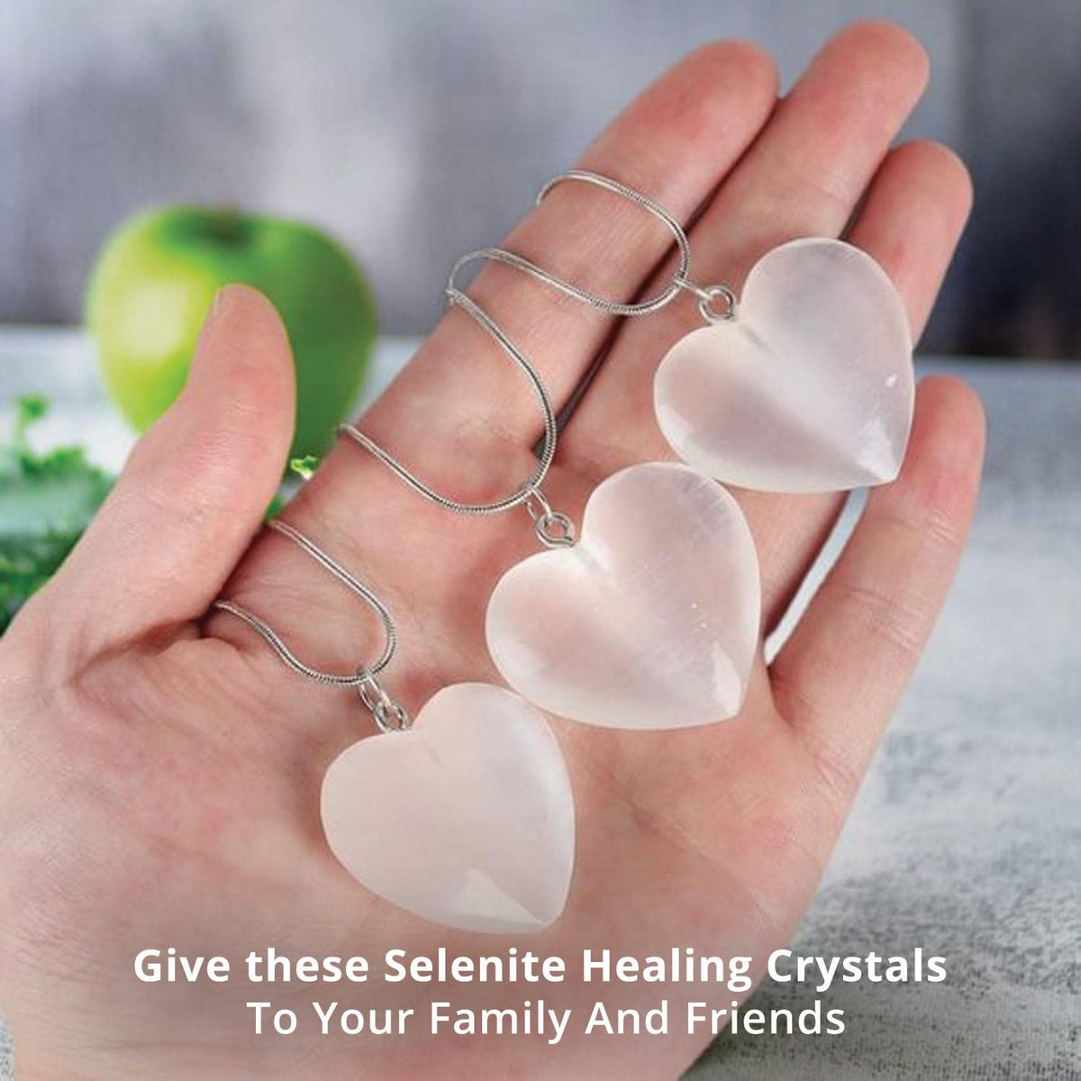Himalayan Glow Selenite Crystal Heart Stone, Healing & Calming Effects-High Energy Selenita/Satin Spar Love, Used for Cleansing-3 Pack