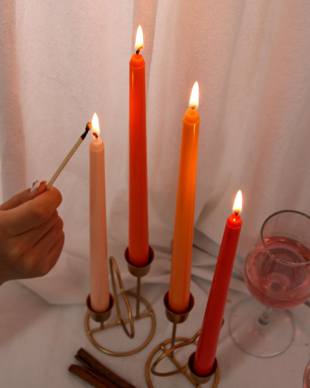 Viyffo 12 Inch Orange Taper Candles 4 Pack Unscented Smokeless Long Tall Tapered Candles for Candlesticks Sticks Wedding Home Decor Dinner