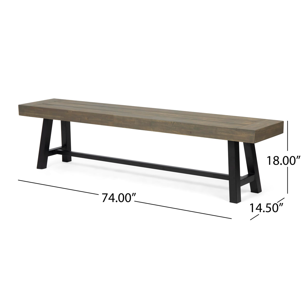 Christopher Knight Home Carlisle Outdoor Acacia Wood Picnic Dining Set, Gray and Rustic Metal