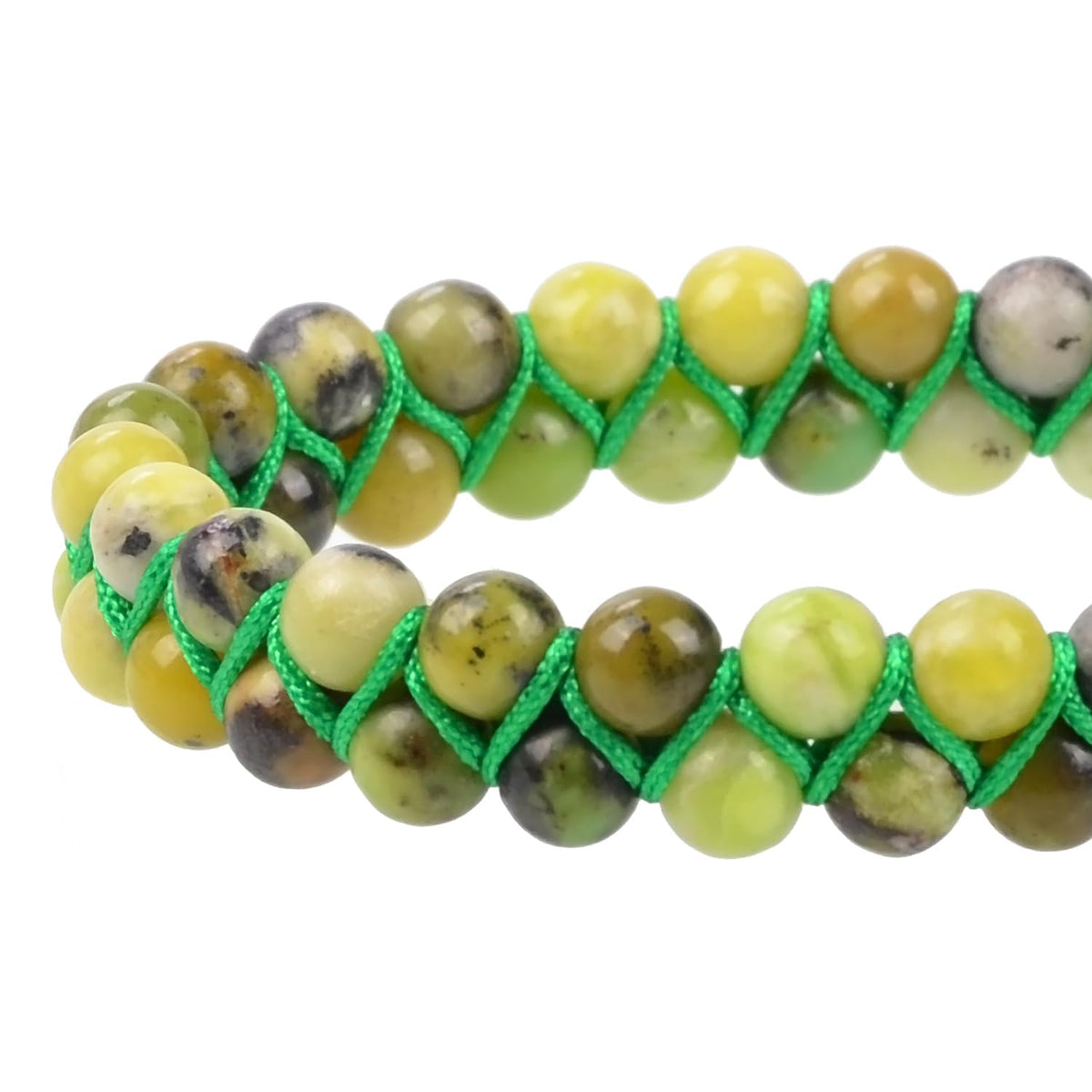 MASSIVE BEADS Natural Chakra Healing Power Crystals Macrame Bracelet Yoga Double Layer Stone Beads Gemstone Meditation Relax Anxiety Bangle for Unisex Women Men (Lemon Jade, 6mm)