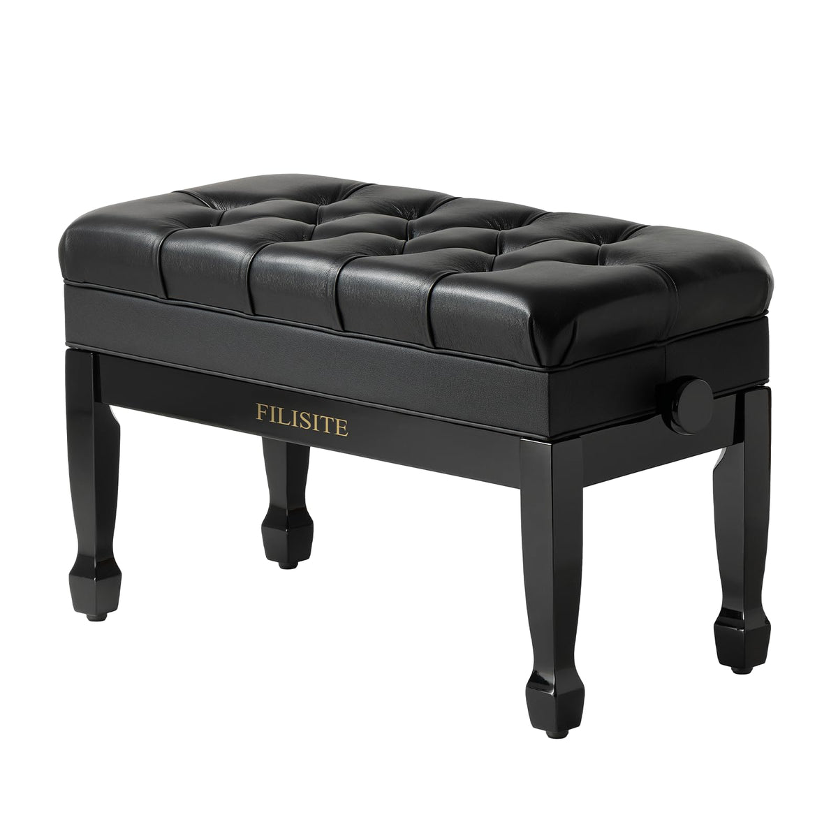 FILISITE Genuine Leather Duet Piano Bench with Storage,Adjustable Heavy Duty Wooden Double Keyboard Seat XHJ-11G(Black)