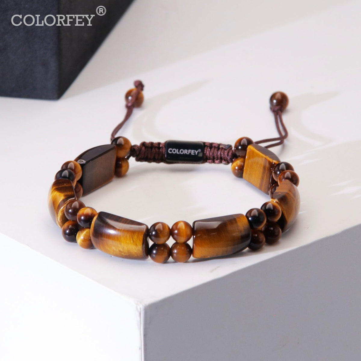 COLORFEY Mens Tiger Eye Crystal Bracelets Genuine Beaded Bracelet Premium Tiger Eye Stone Bracelets for Men Natural Gemstone Bracelet, Handmade Energy Stone Jewelry for Him Ultimate Protection