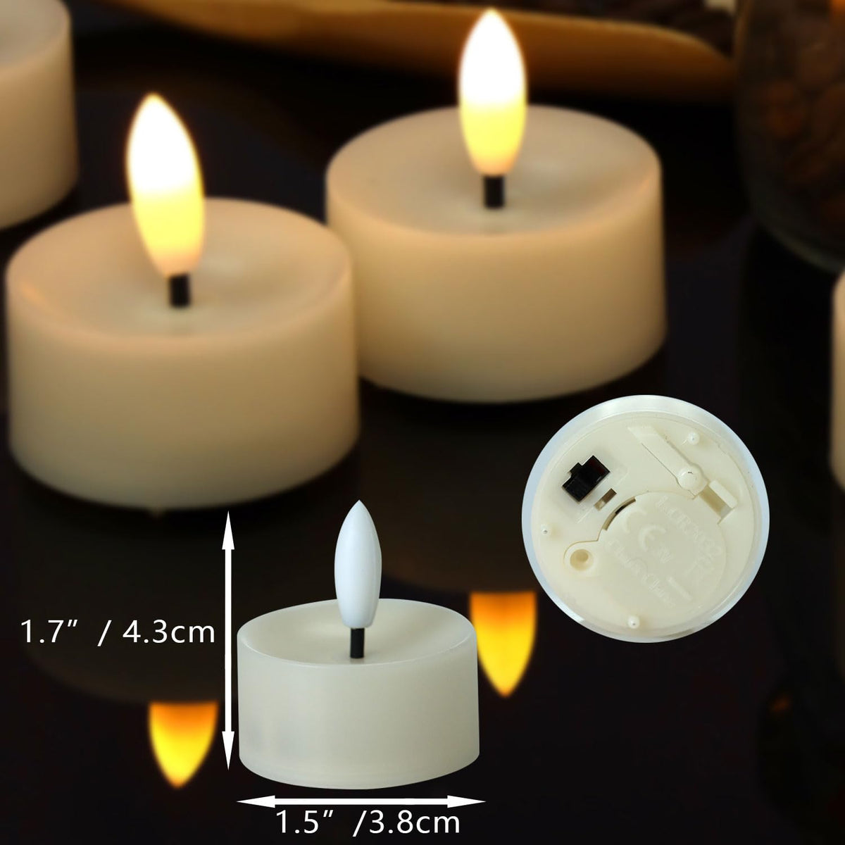 CANDLE CHOICE Battery Operated Flameless Tea Lights Realistic Black Wick Bright Flickering LED Tealight Candles for Wedding Table Centerpieces Halloween Christmas Decorations Batteries Incl. 36 Pack