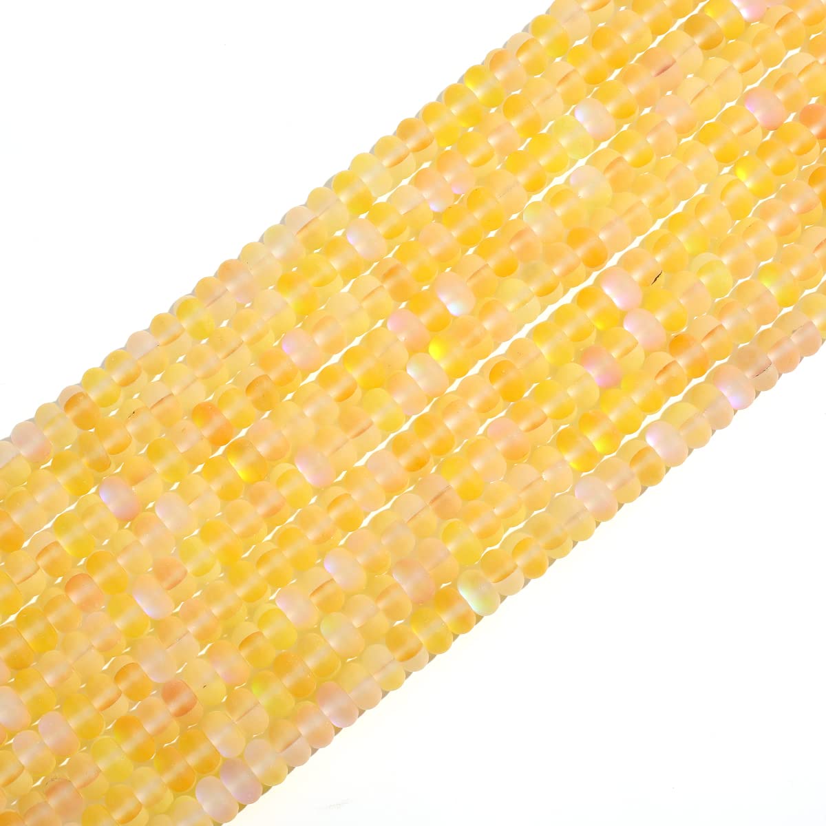 5x8mm Yellow Matte Aurora Crystal Glass Beads Loose Rondelle Disc Beads Frosted Moonstone for Jewelry Making