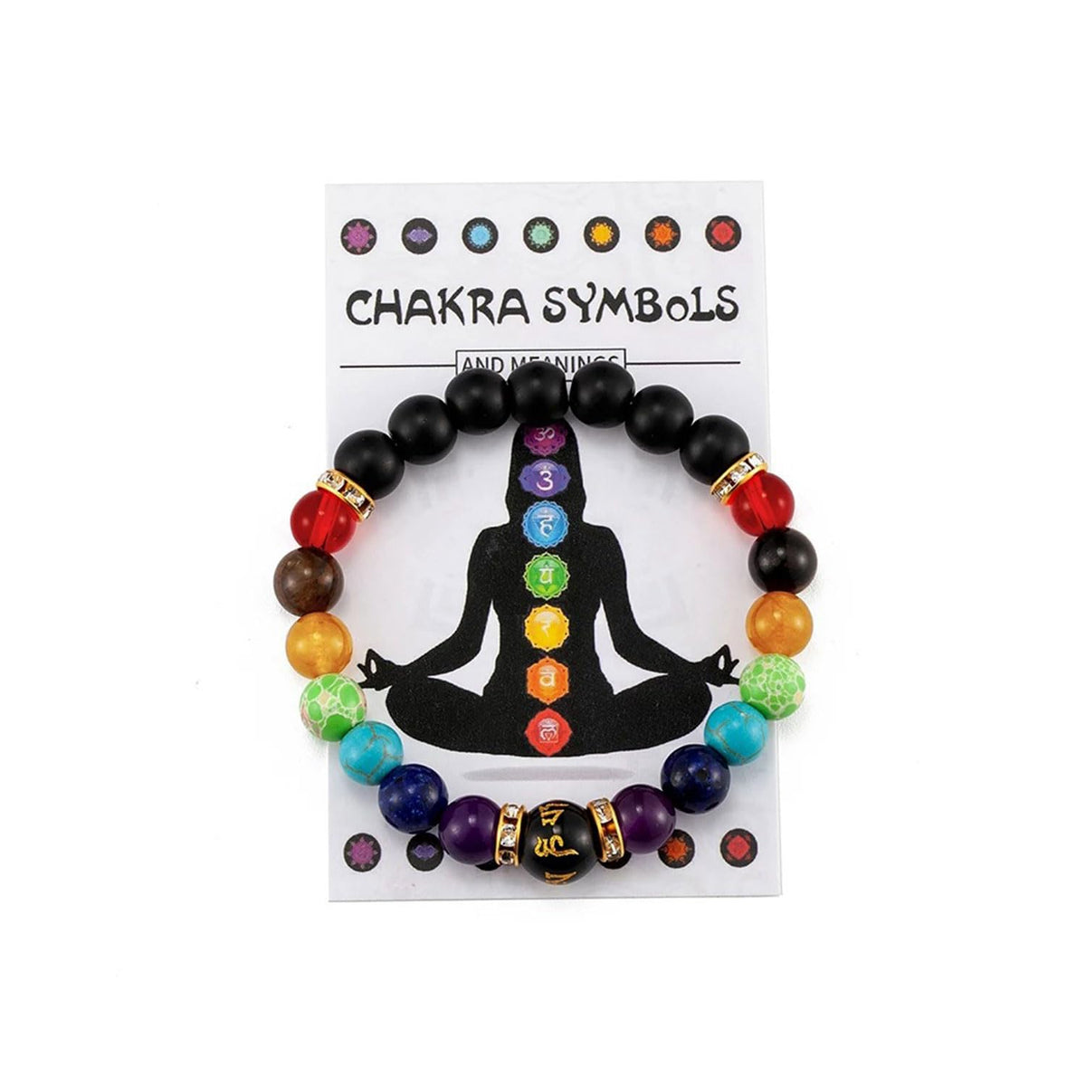 Choistily 2PCS Pulsera Arus 7 Chakras Lymphatic Drainage Chakra Bracelet 7 Chakra Bracelet with Natural Stone Beads Chakra Bracelet for Women Men (A)
