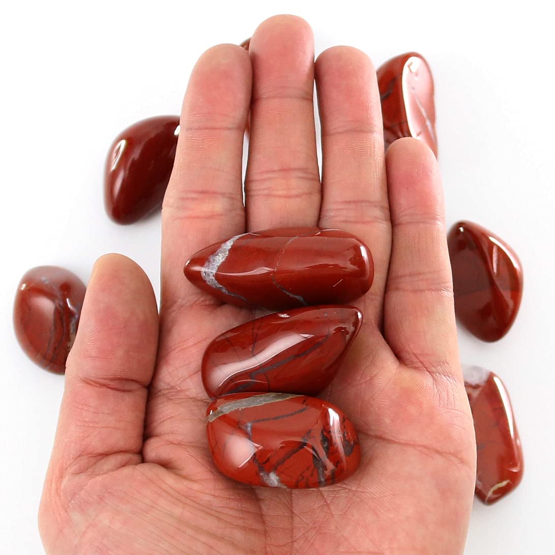 Tumbled Polished Natural Red Jasper Stones, Crystals and Healing Stones Quartz Bulk for Wicca, Reiki, Healing Energy, Chakra Stones, Witchcraft Supplies(10Pcs)