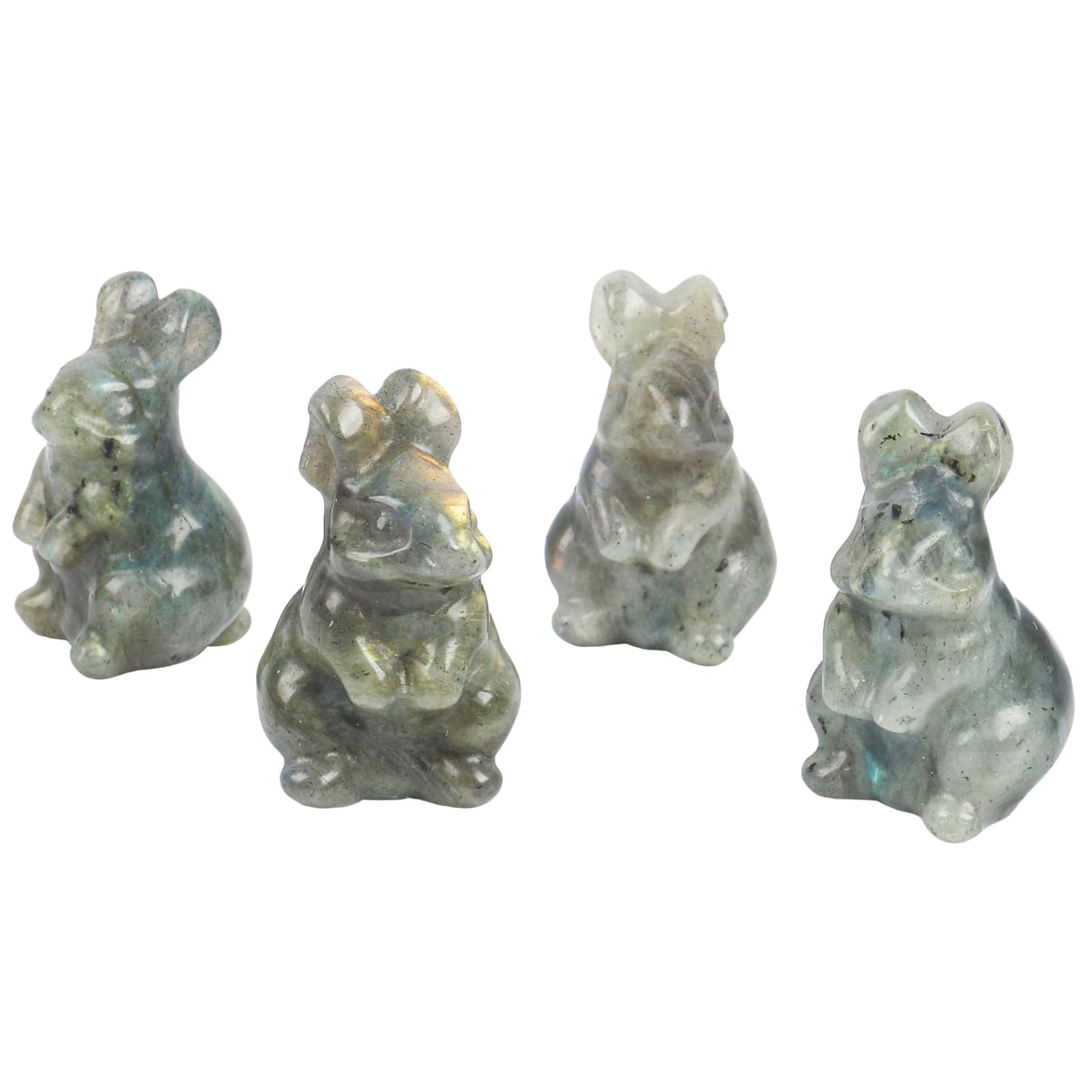 Loveliome Rabbit Crystal Decor Figurines, 2 Inches Natural Healing Stones Hand Carved Sculpture Ornaments Colletctible, Moonstone