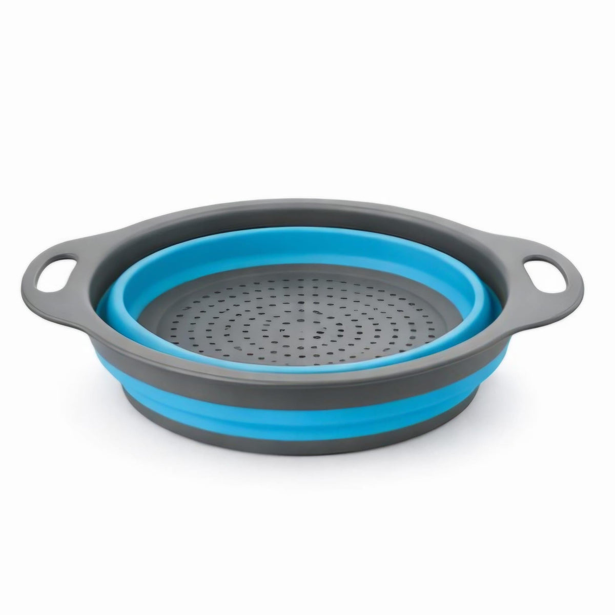 Monli Home Collapsible Silicone Colander Set of 2 (Large & Small) (Blue)
