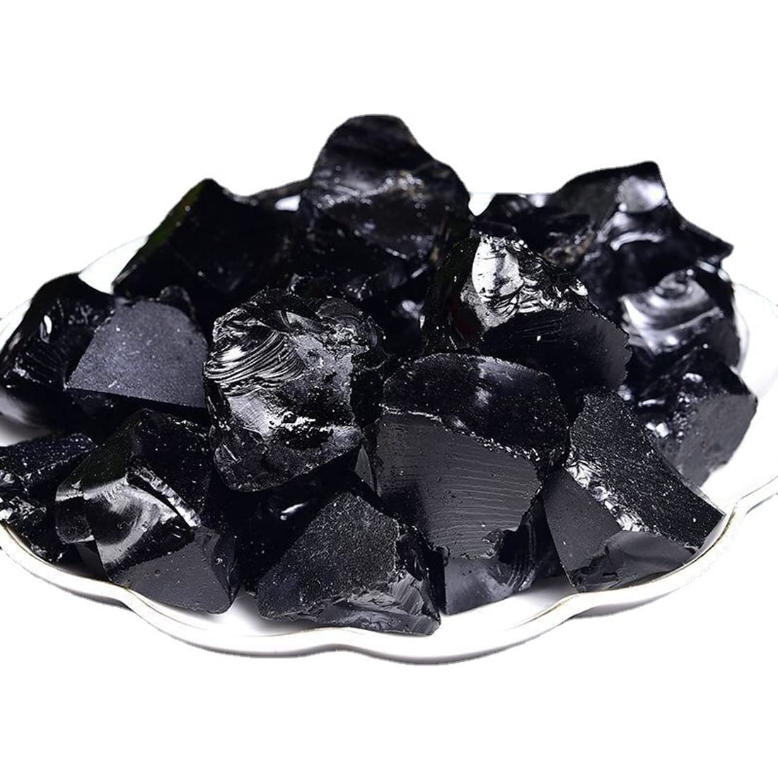 Black Obsidian Raw Crystals, Large 1.25-2.0" Healing Crystals Natural Rough Stones Crystal for Tumbling, Cabbing, Fountain Rocks, Decoration, Polishing, Wire Wrapping, Wicca & Reiki