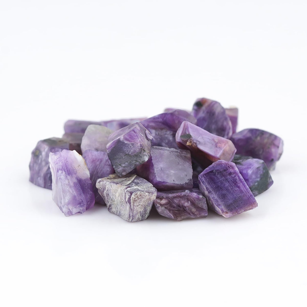 CRYSTALIS 25pcs Natural Charoite Raw Crystals, Loose Gemstone Wholesale Bulk Rough Jewelry Making Supply, Chakra & Healing Raw Stones, Wire Wrapping, DIY, Gem Collection, Size : 5-8mm