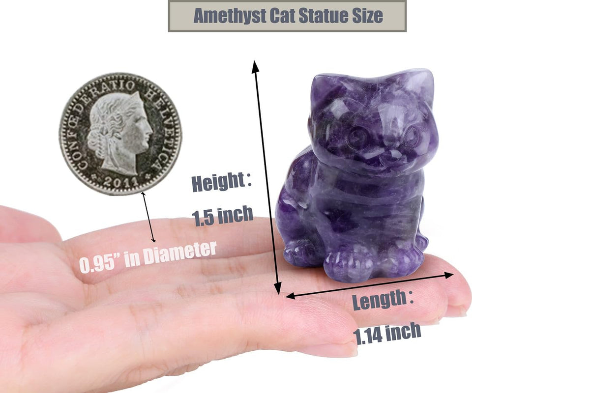 DUQGUHO Purple Cat Decor Amethyst Cat Crystal Figurines Mom Crystals Gifts for Cat Lovers Men Women Lucky Cute Cat Statue Mothers Day Decor 1PC