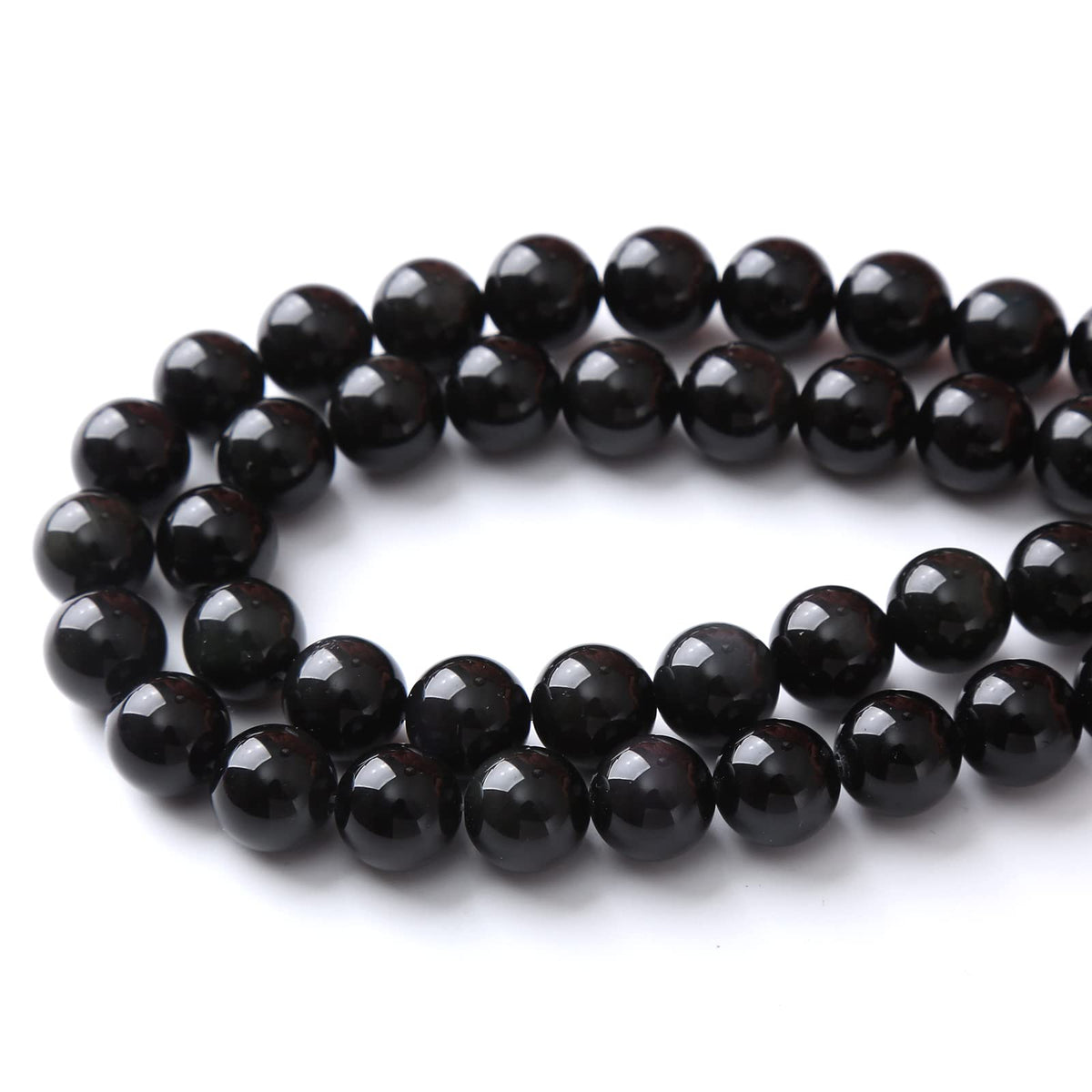 8MM Black Obsidian Round Loose Beads Natural Gem Beads Crystal Energy Stone Beads for Jewelry Making DIY Bracelet Necklace