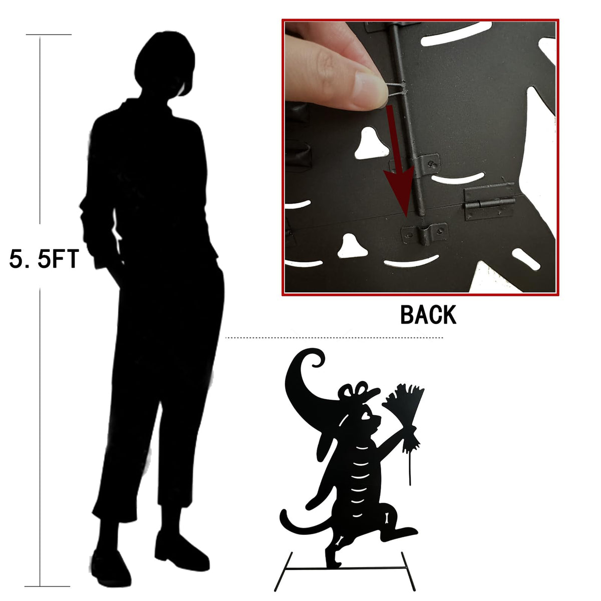 Yhthoha Metal Halloween Black Cat Garden Stakes Decorative, 3 Pack Scary Cat Halloween Yard Stakes Black Cat Silhouette for Home Yard Indoor and Outdoor Halloween Decorations.(Big)