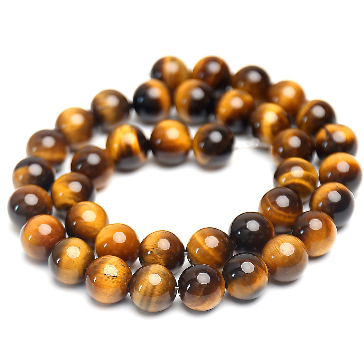 Natural Classic Tiger Eye Beads, Grade AAA Gemstone Round Loose Beads 10MM 40PCs Bulk Lot Options, Semi Precious Stone Beads for Jewelry Making