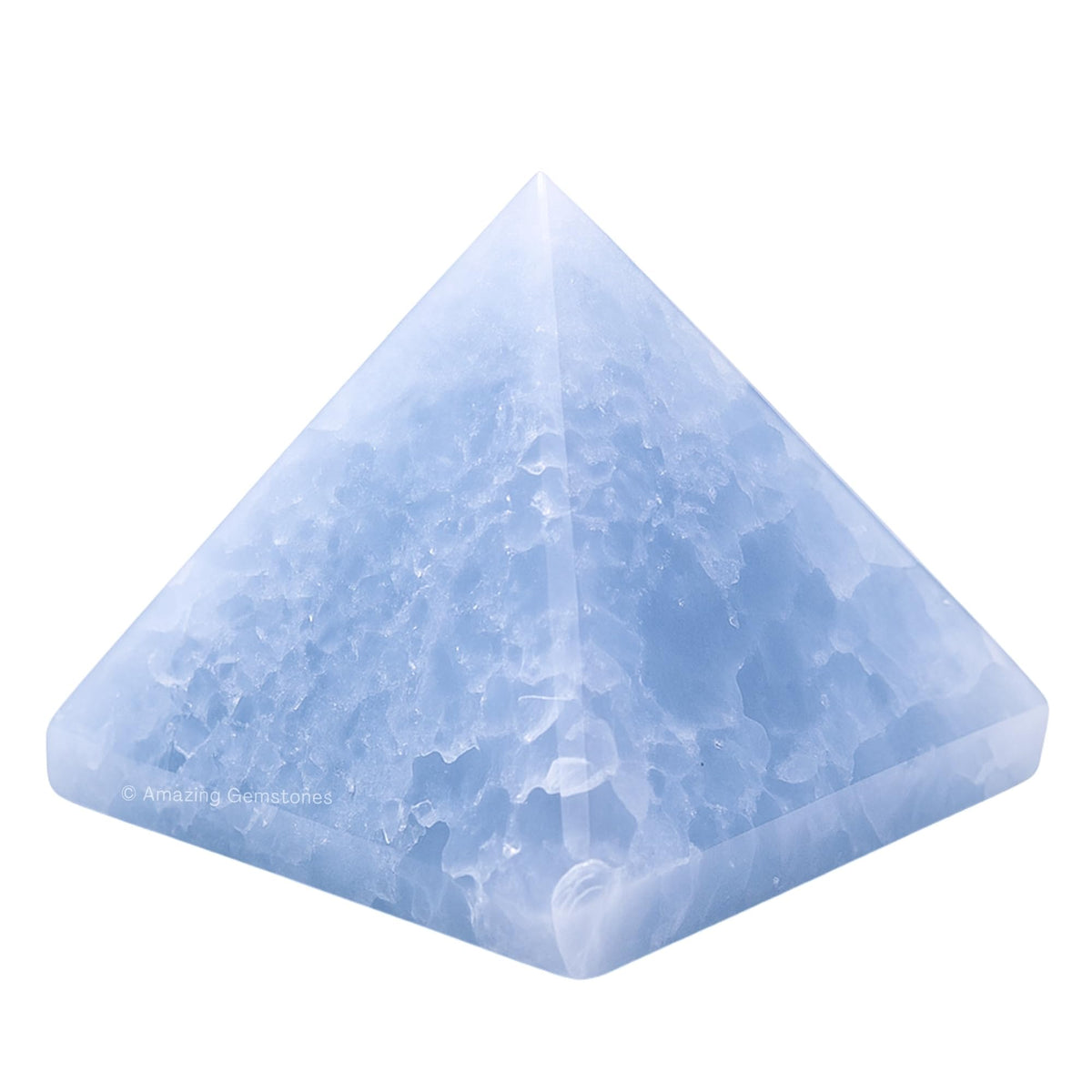 Amazing Gemstone Blue Calcite Pyramid Crystal Healing Stones - 1" Great Pyramid Figurine of Natural Stone Pyramid for Meditation, Reiki, Chakra Balancing and Crystal Pyramids Grid
