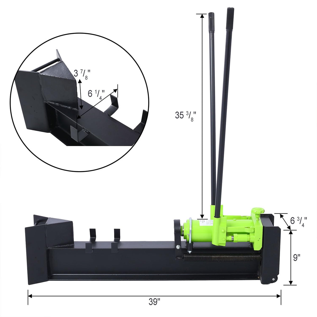 SRECELL 10 Ton Manual Hydraulic Log Splitter, Horizontal Steel Beam Wood Splitter with Wheels, Portable Cordless Firewood Splitter for Fireplace, Stove & Outdoor Use