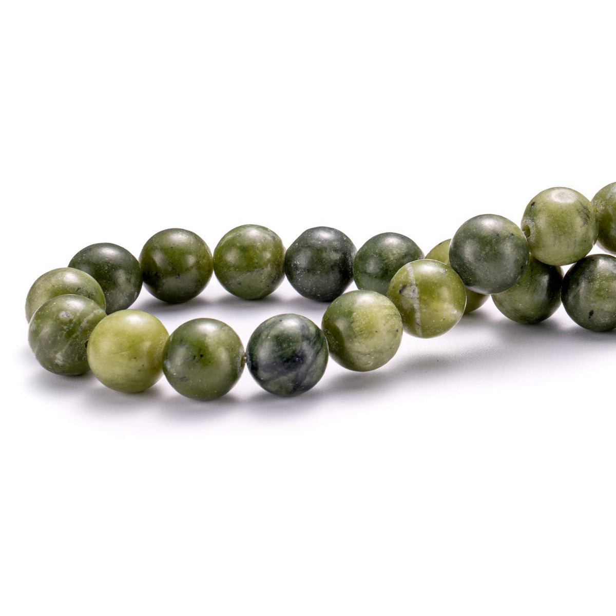 BEADIA Taiwan Green Jade Natural Stone Round Loose Semi Gemstone Beads for Jewelry Making 10MM 38PCS