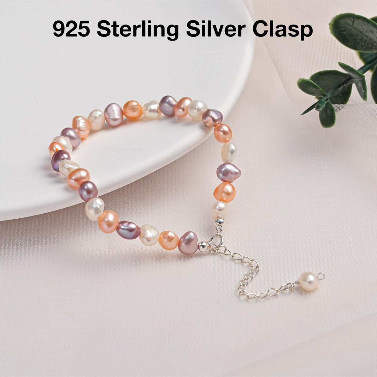 HENGSHENG Natural Baroque Pearls Link Bracelets for Women Freshwater Cultured Pearls Strand Bracelets Handpicked Pearl Elegant Jewelry - Colorful
