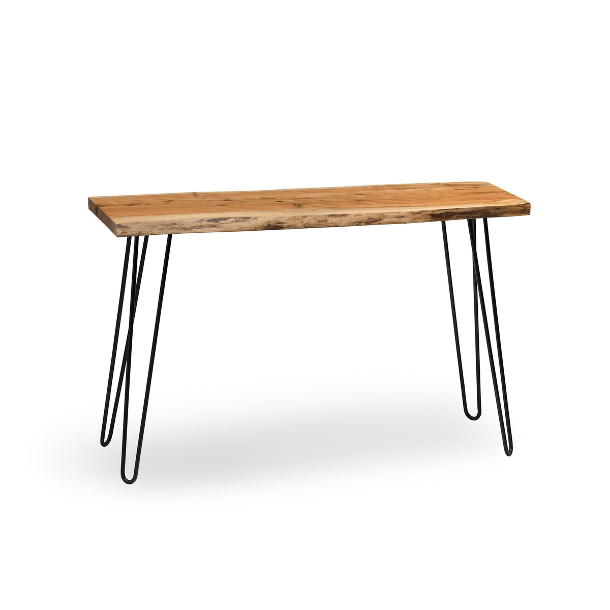 Alaterre Furniture Live Edge Wood Console Table with Hairpin Metal Legs – Rustic Solid Wood Sofa Table, Narrow Entryway Hallway Table, Industrial Farmhouse Media Console for Living Room (48 Inch)