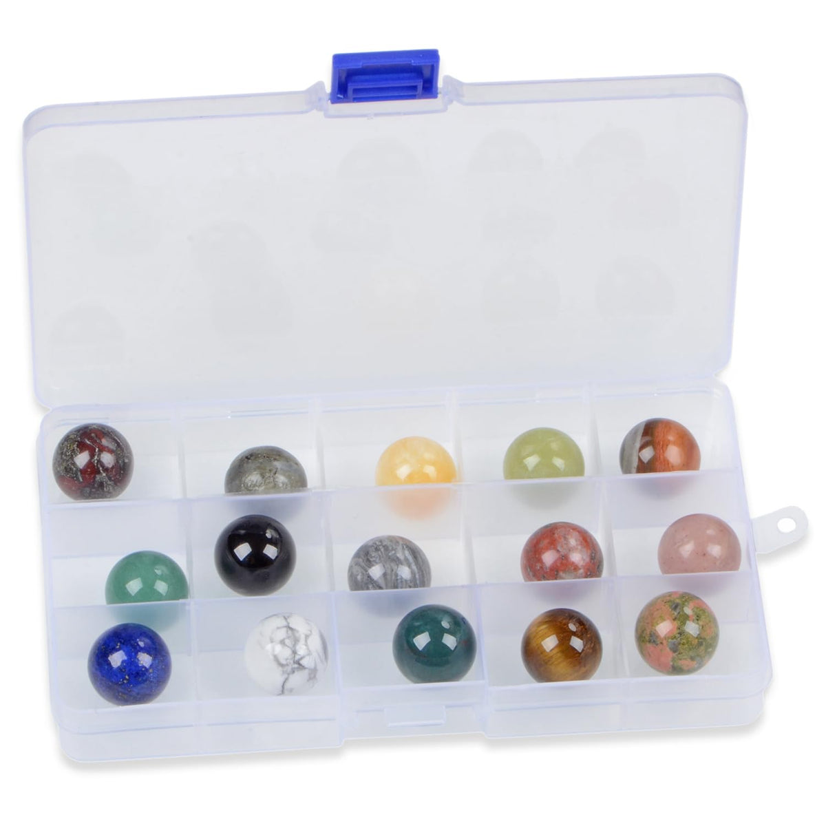LPbeads 20mm 15pcs Natural Gemstone Polished Sphere Healing Crystal Rocks Ball Mineral Collection Decoration Kit