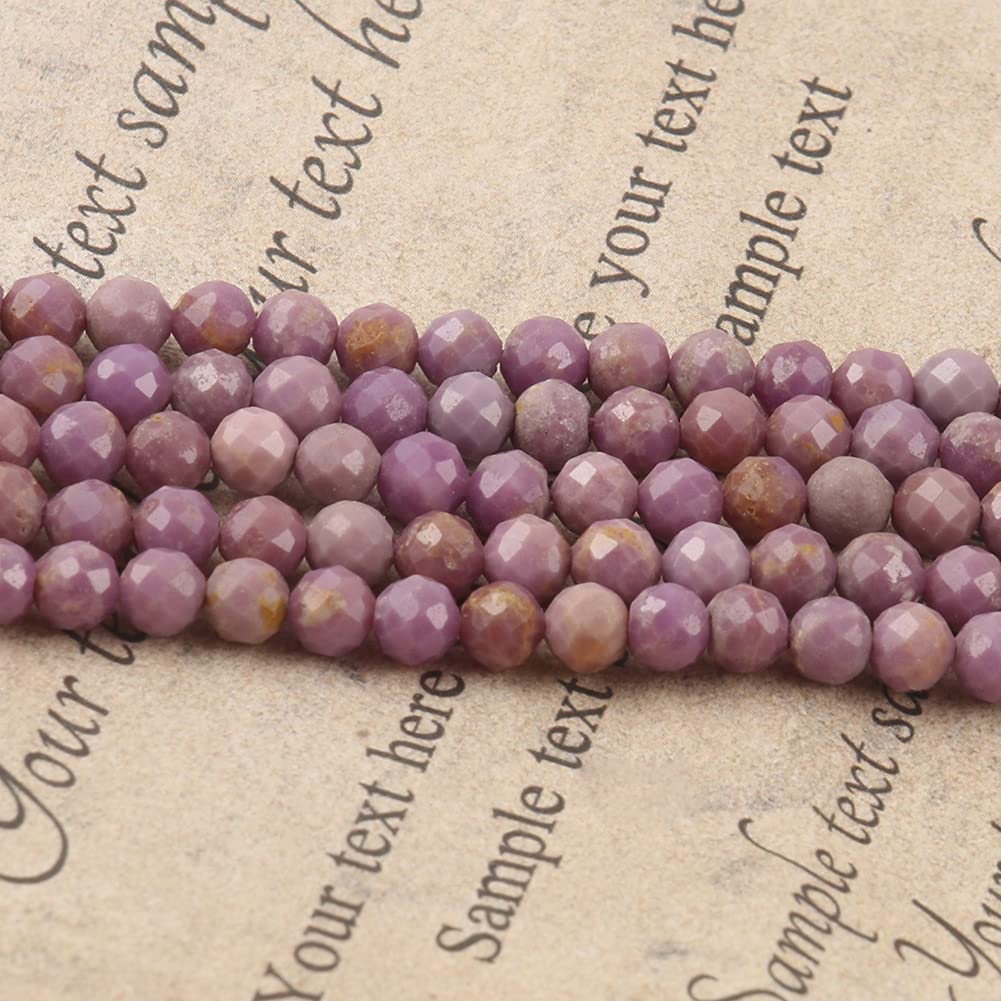 Song Xi 90pcs 4mm Natural Purple Mica Gemstone Beads Faceted Round Loose Stone Beads for Jewelry Making