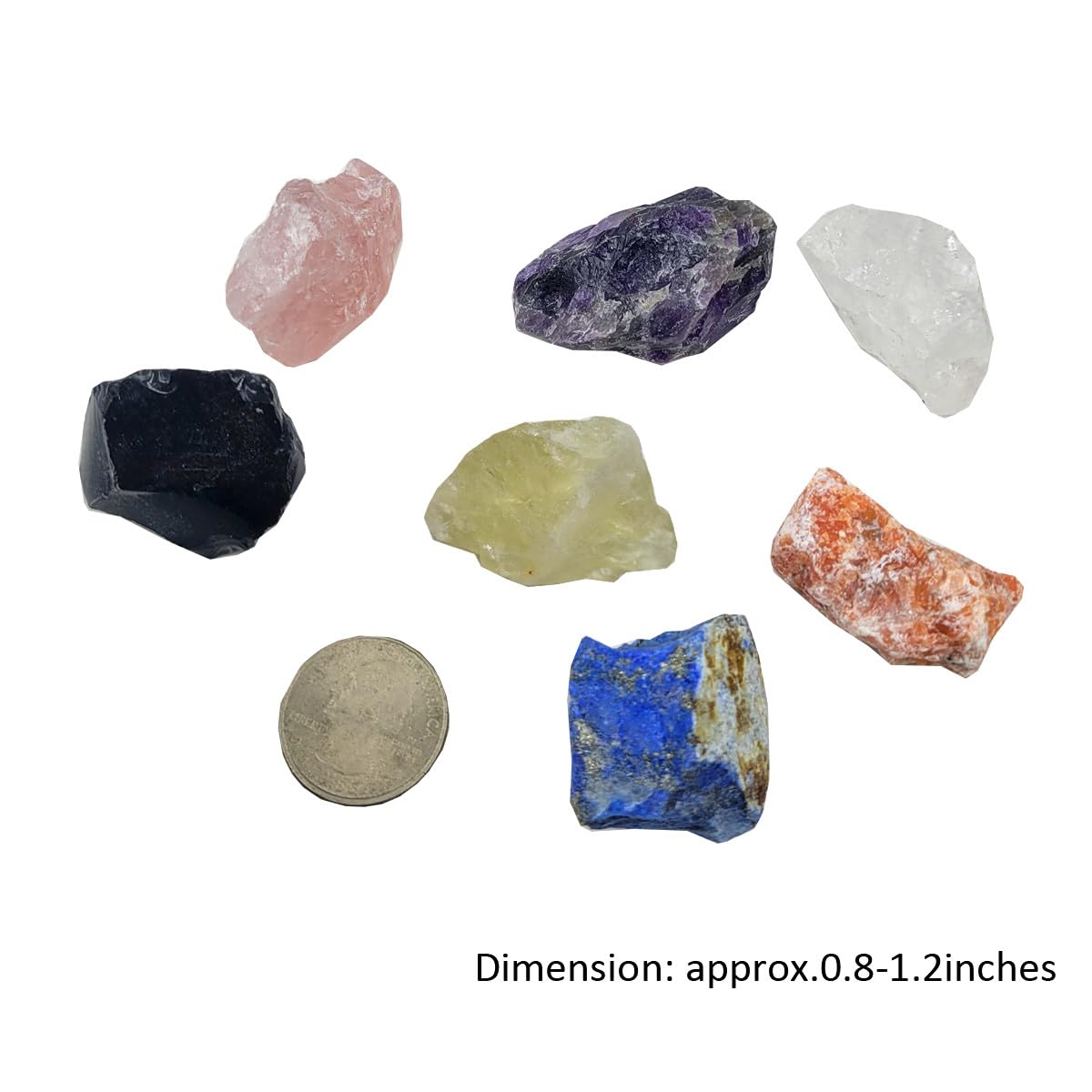 7Pcs Energy Crystals for Beginners Raw Crystals Set of Clear Quartz,Lapis Lazuli,Sunstone,Amazonite,Black Obsidian,Amethyst,Citrine,Rose Quartz (Crystals for Beginners)