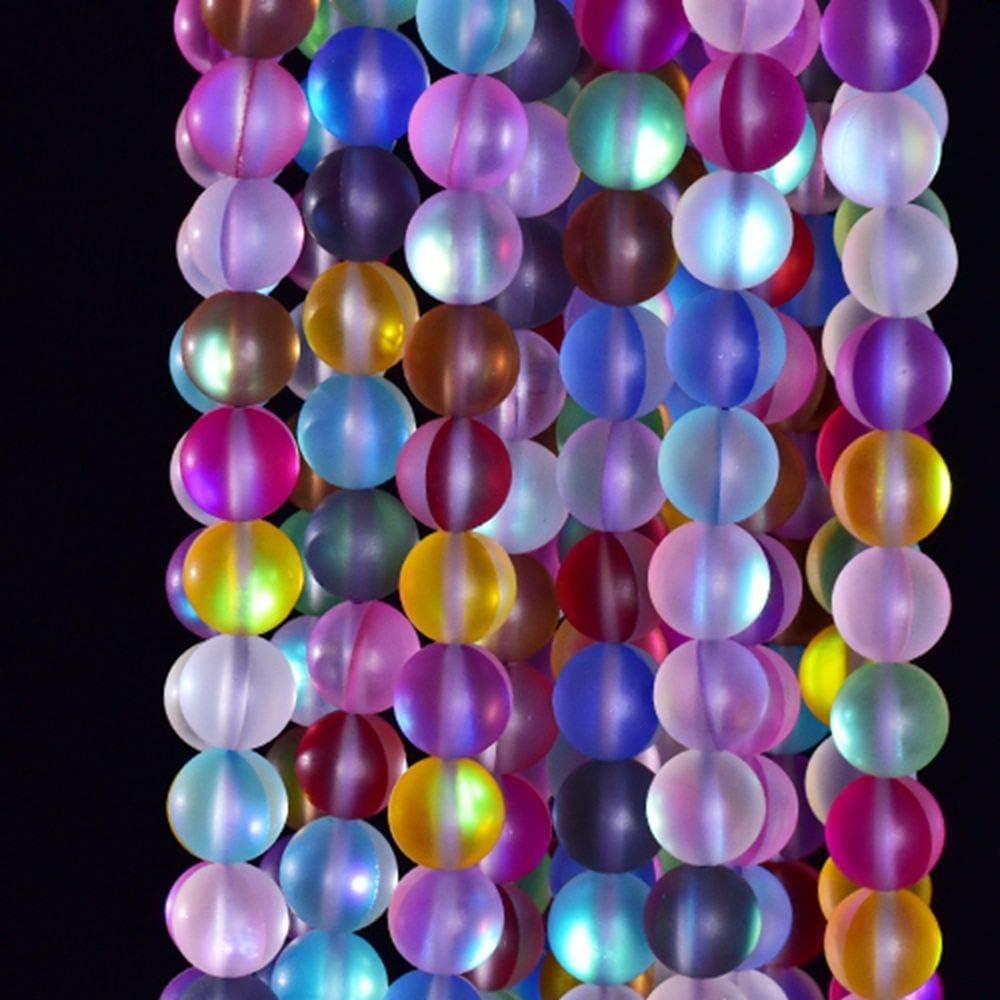 Asingeloo 4mm Matte Aurora Crystal Glass Beads Multicolor Mystic Aura Quartz Merimaid Frosted Moonstone Beads Crystal Healing Power for Jewelry Making 15" a Strand