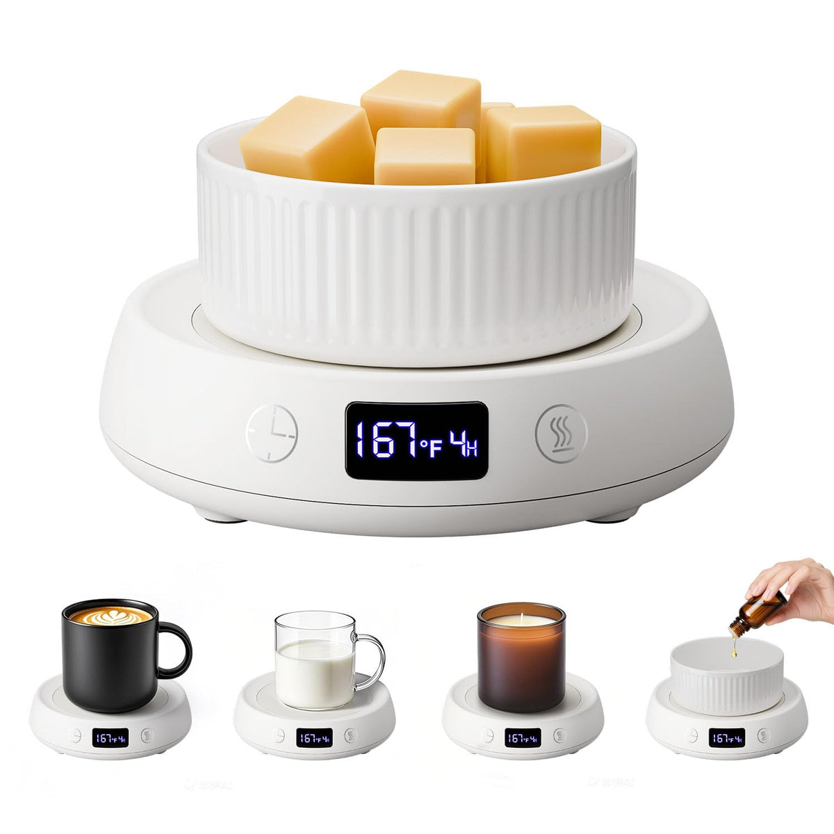 Coffee Mug Warmer for Desk with Auto Shut Off, Electric Cup Candle Wax Melter Warmer with 1-9H Timer, Smart Mug Warmer Tea Coffee Beverage Heated Mug Plate for Home Office, Ideal Coffee Lover Gift