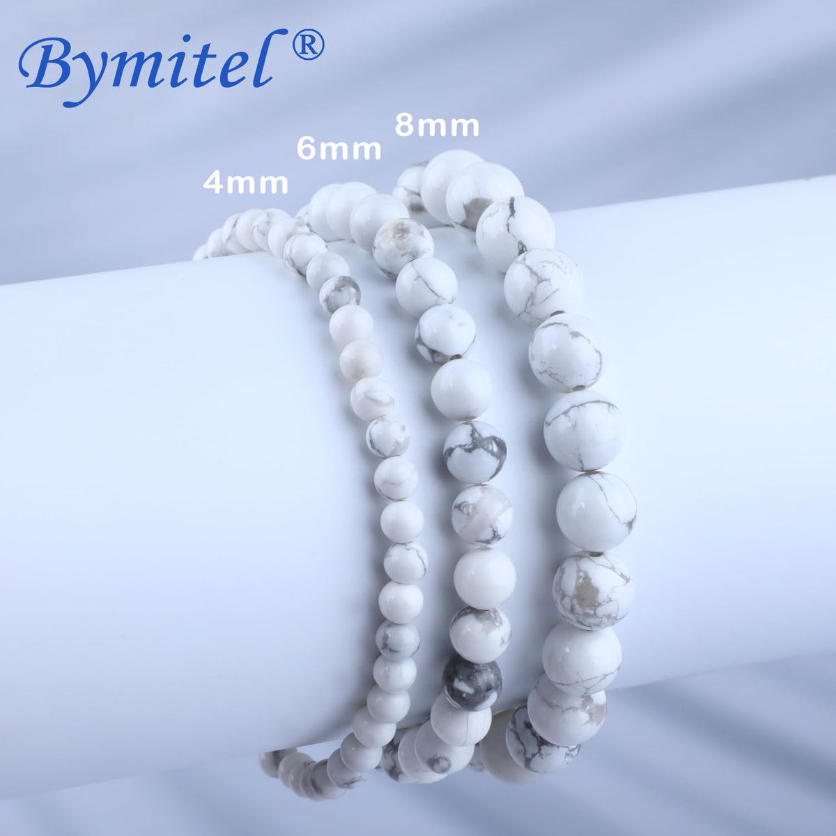 Bymitel 6mm Howlite - Handmade Reiki Gemstone Stretch Bracelet, Natural Beauty & Spiritual Essence, Crystal Healing for Unisex Adults