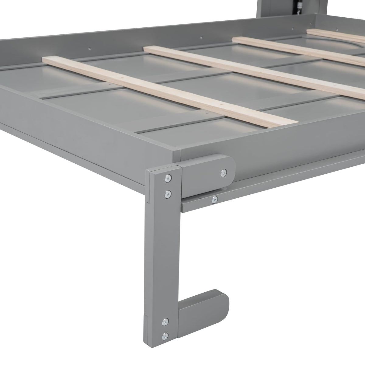 Acosure Full Size Murphy Bed Wall Beds with Storage Shelves,Hide Away Bed Frame Easily Folds into Wood Cabinet,W/Mattress Holder,for Small Space,Guest Room,Apartment,Gray