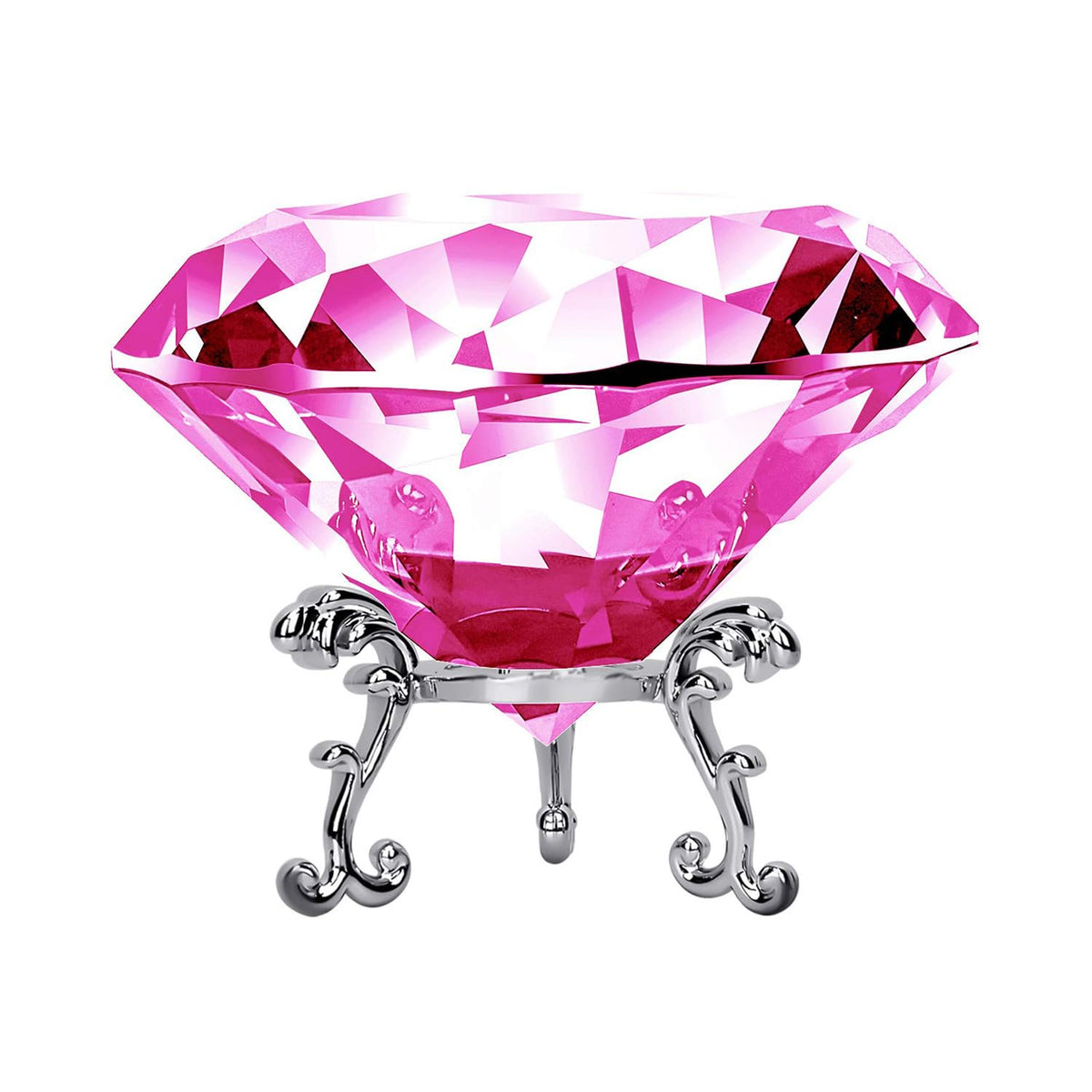 Hiziwimi 60mm Large Crystal Diamond Paperweight with Stand Jewels Wedding Decorations Centerpieces Home Decor (2.36 in, Pink)