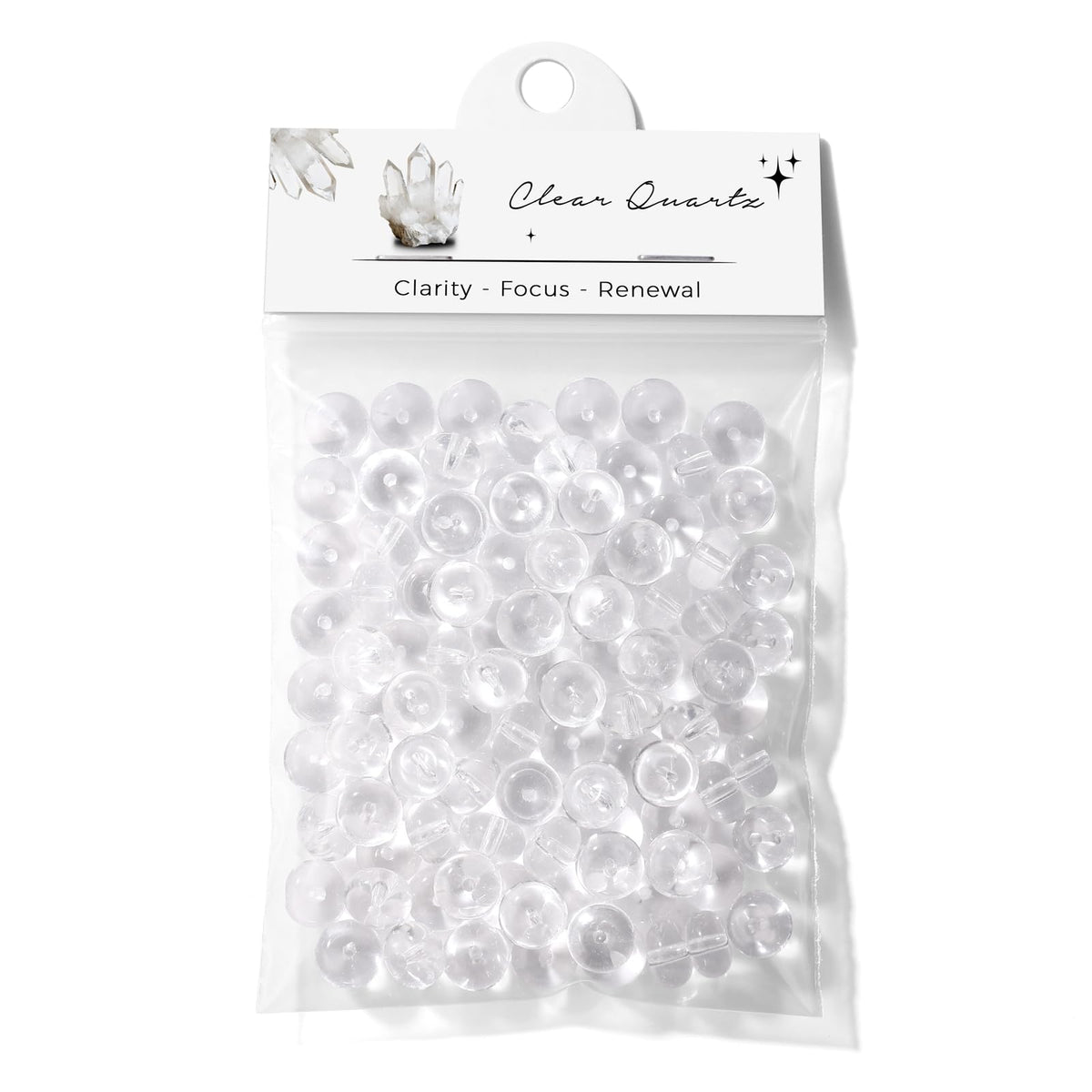 Raicegs 100pcs 5×8mm Rondelle Clear Quartz Beads Natural Gemstone Beads Abacus Disk Stone Loose Beads for Jewelry Making DIY Bracelets Necklace