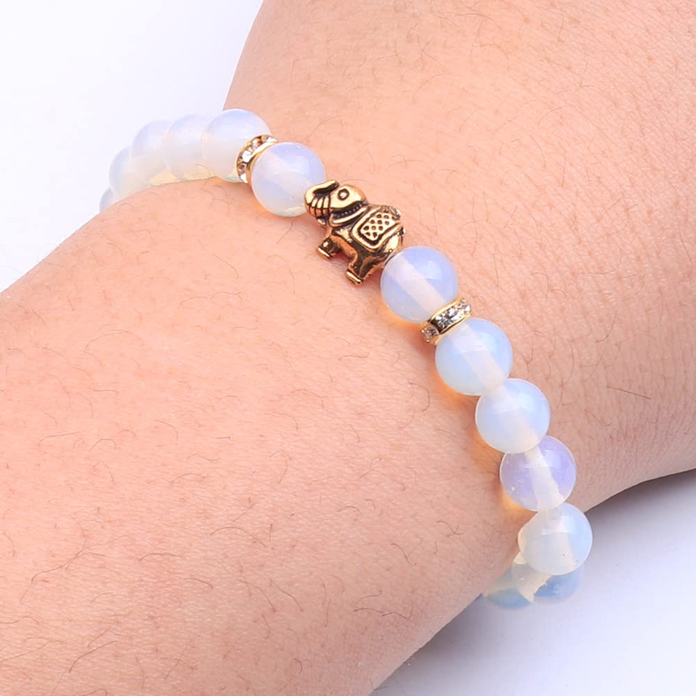 KSQS Elephant Yoga Healing Bracelet for Women, 8mm Natural Stone Chakra Bracelet Stress Relief Aromatherapy Essential Oil Diffuser Bracelet(#45)