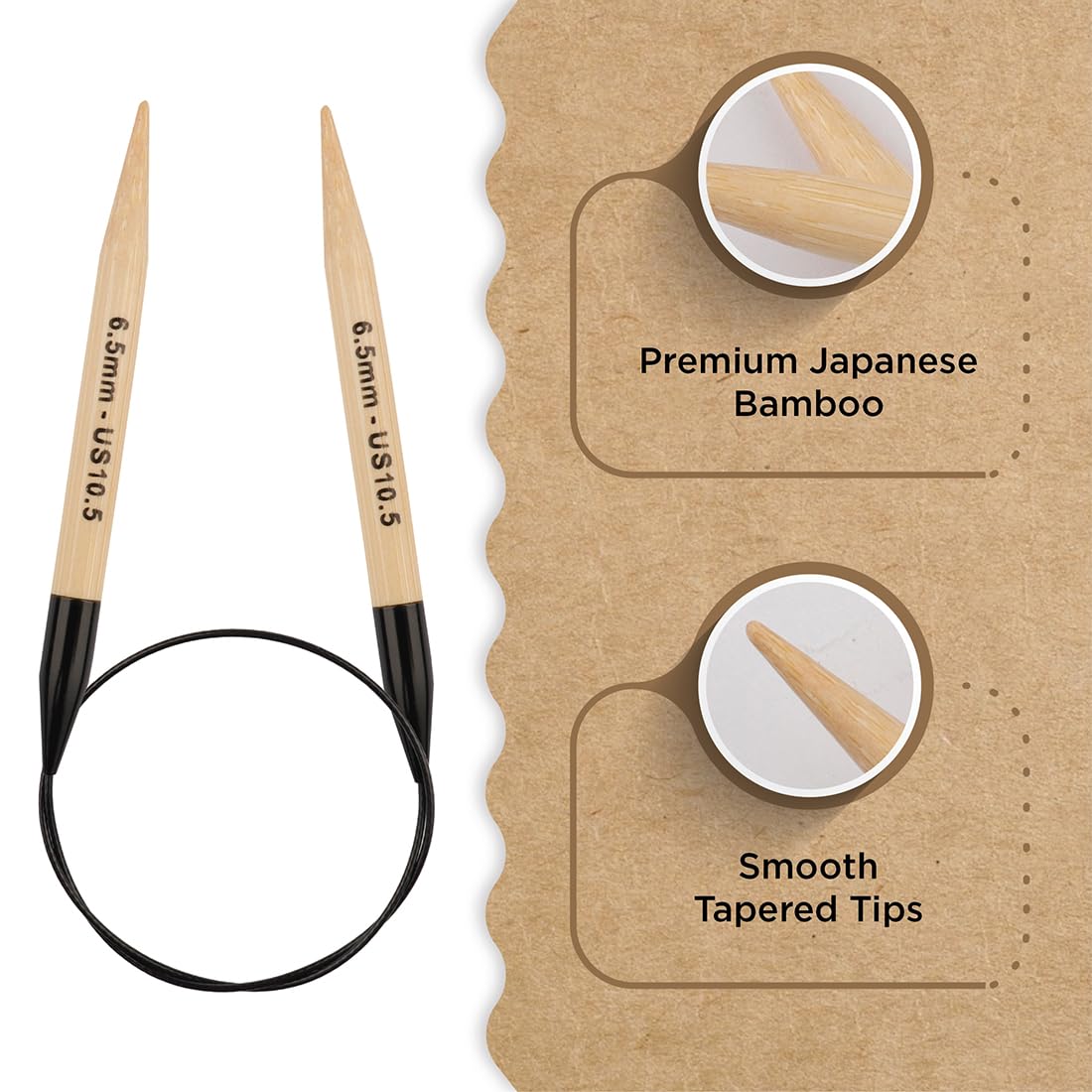Knitter’s Pride Bamboo Luxe Fixed Circular Needles 40"" (100cm) – US Size 10.5 (6.5mm)