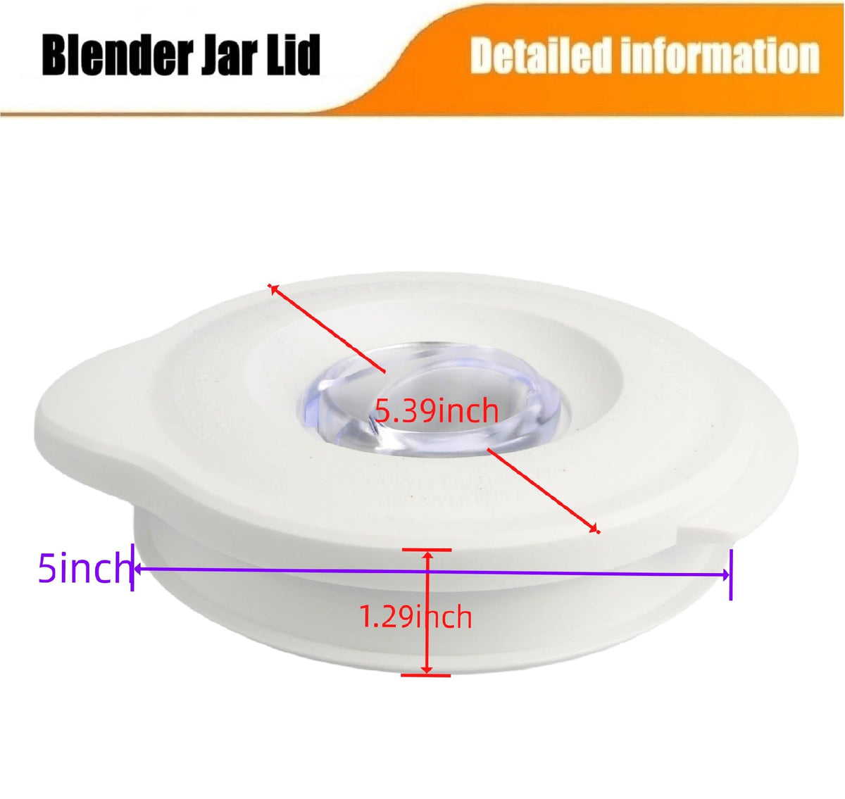 124462-000-805 Glass Blender Jar Lid Replacement 110404-000-805 Fits for Oster Blender Jars that Measure 5 1/2" at the Top -White