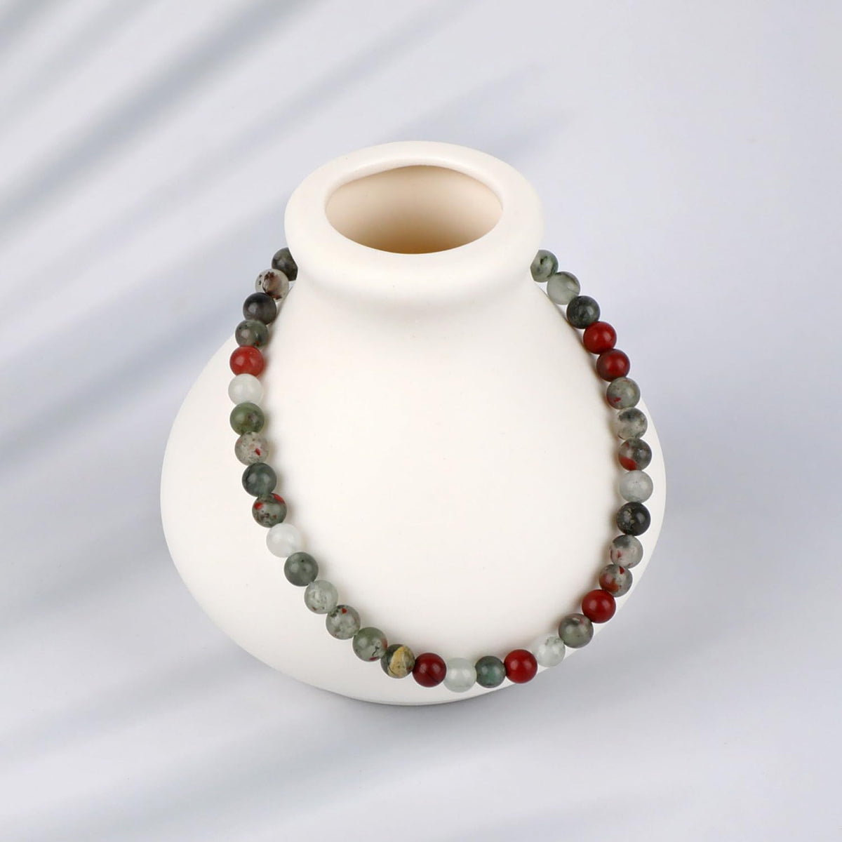 LPBeads Handmade Natural Gemstone Stretch Elastic 4mm African Bloodstone Bracelet Healing Crystal Round Stone Beads Jewelry Gifts for Women Men