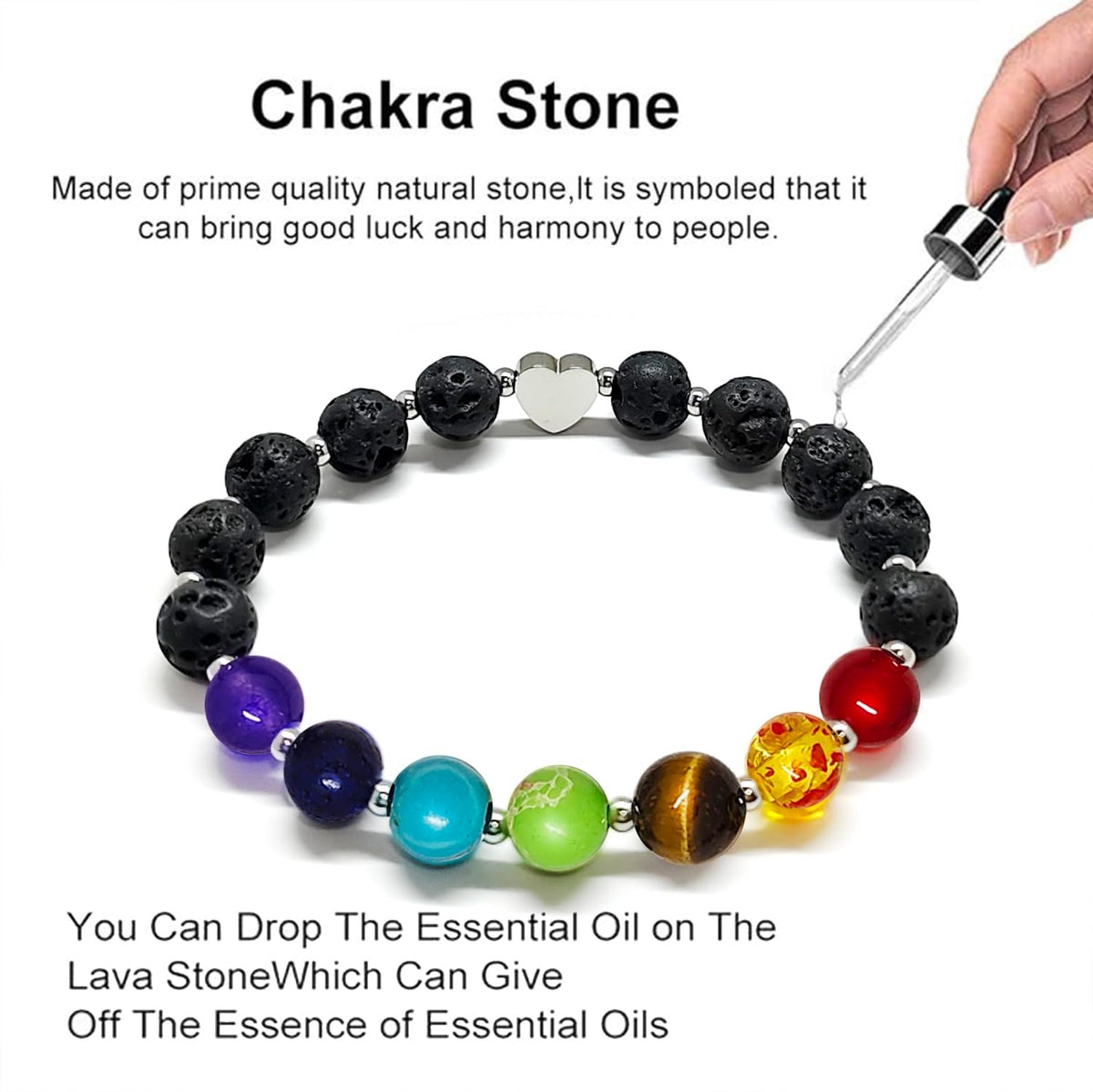 7 Chakra Bracelet Yoga Energy Healing Beads Bracelet Lava Stone RockAromatherapy Essential Oil Diffuser Bracelets Stretch Bracelet for Women (7 Chakra)