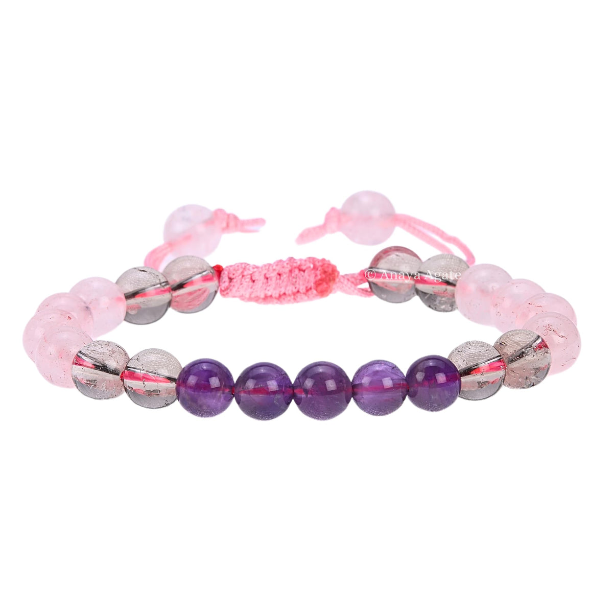 ANAYA AGATE Bracelet for Sleep Manifestation Rose Quartz Amethyst Smoky Quartz Bracelet Set - Healing Calming Anxiety Stress Relief Gifts Pulseras Para Hombres Mujer Stocking Stuffers