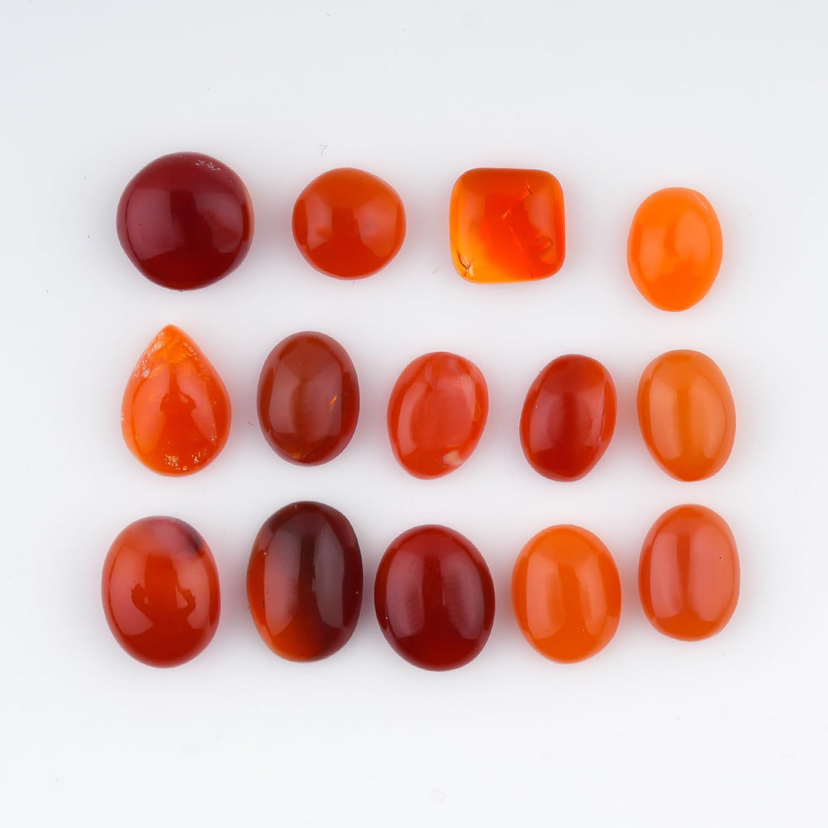 ColouredRocks (11-14 pcs. MEXICAN FIRE OPAL, Mix Shape, Natural Cabochon Crystals, Loose Gemstone, Wholesale Polished Supply, Jewelry Making, DIY Craft, Gem Collection (8-12 mm free size)