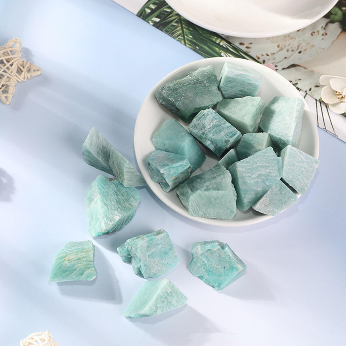 Amazonite Raw Crystals Healing Crystals Natural Rough Stones 1.2-2" for Tumbling, Fountain Rocks, Yoga, Meditation, Polishin, Gift 2